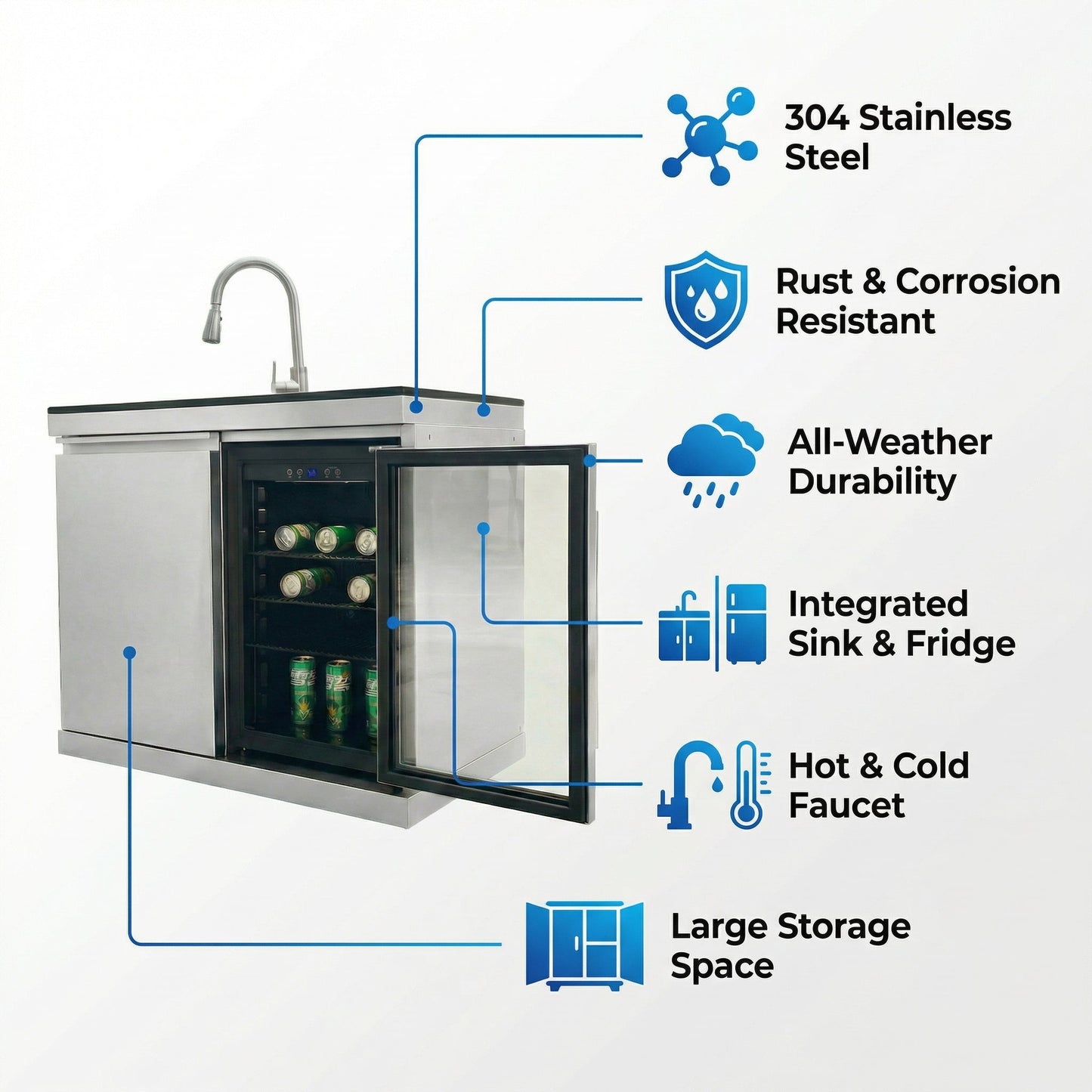 Sink and Fridge Combo for Outdoor Kitchen