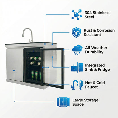 Sink and Fridge Combo for Outdoor Kitchen