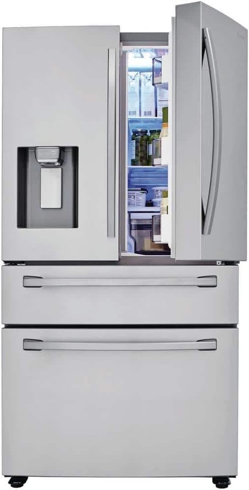 Samsung 28 Cu. Ft. 4-Door French Door Smart Refrigerator with Flexzone Drawer, Stainless Steel, RF28R7201SR/AA