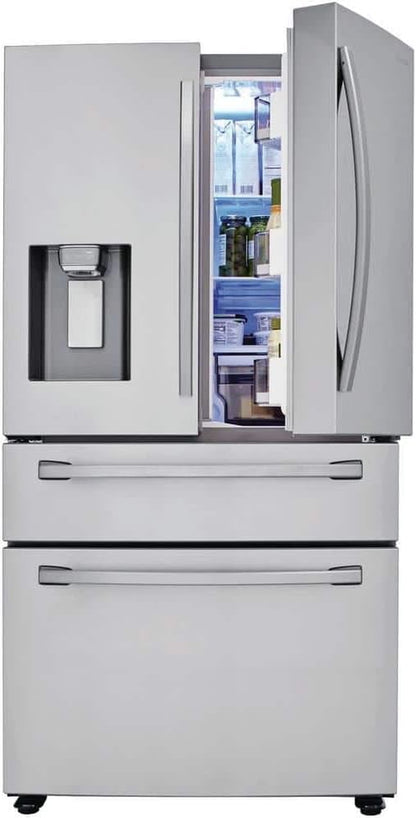 Samsung 28 Cu. Ft. 4-Door French Door Smart Refrigerator with Flexzone Drawer, Stainless Steel, RF28R7201SR/AA