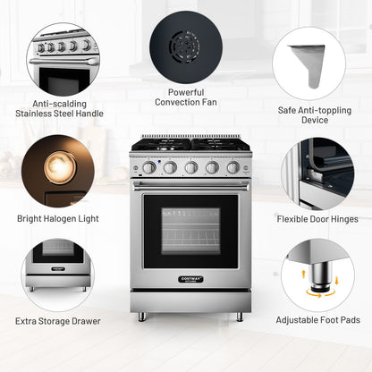 24 Inches Freestanding Natural Gas Range with 4 Burners Cooktop