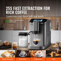 Fully Automatic Espresso Machine Cappuccino Latte Machine 6 Cups Silver Color Espresso Machine with 20 Bar Super