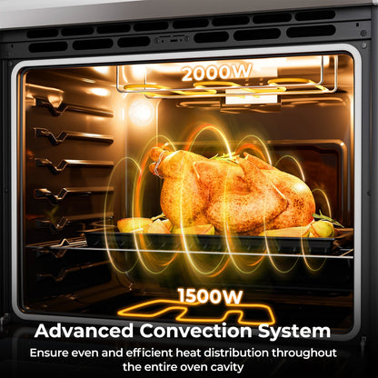 30 Inch Freestanding and Slide-in Kitchen Stove with 4 Burners Ceramic Cooktop-Silver
