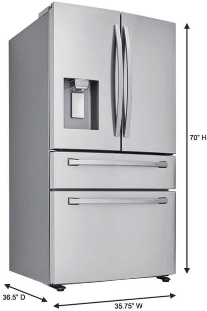 Samsung 28 Cu. Ft. 4-Door French Door Smart Refrigerator with Flexzone Drawer, Stainless Steel, RF28R7201SR/AA