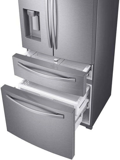 Samsung 28 Cu. Ft. 4-Door French Door Smart Refrigerator with Flexzone Drawer, Stainless Steel, RF28R7201SR/AA