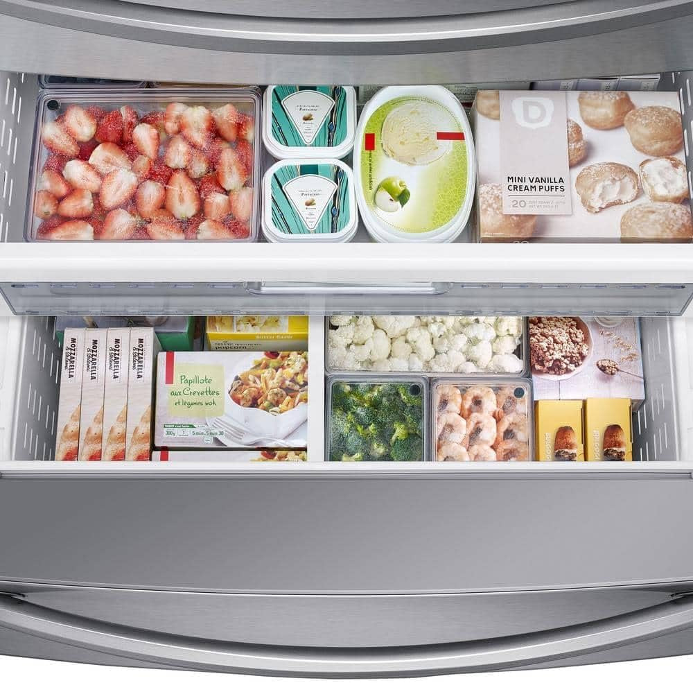 Samsung 28 Cu. Ft. 4-Door French Door Smart Refrigerator with Flexzone Drawer, Stainless Steel, RF28R7201SR/AA