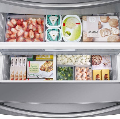 Samsung 28 Cu. Ft. 4-Door French Door Smart Refrigerator with Flexzone Drawer, Stainless Steel, RF28R7201SR/AA