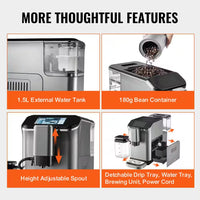 Fully Automatic Espresso Machine Cappuccino Latte Machine 6 Cups Silver Color Espresso Machine with 20 Bar Super