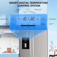 French Door Refrigerator with Side Freezer, Nugget and Cube Ice Maker, Adjustable Thermostat, 20 Cu. Ft., Stainless Steel
