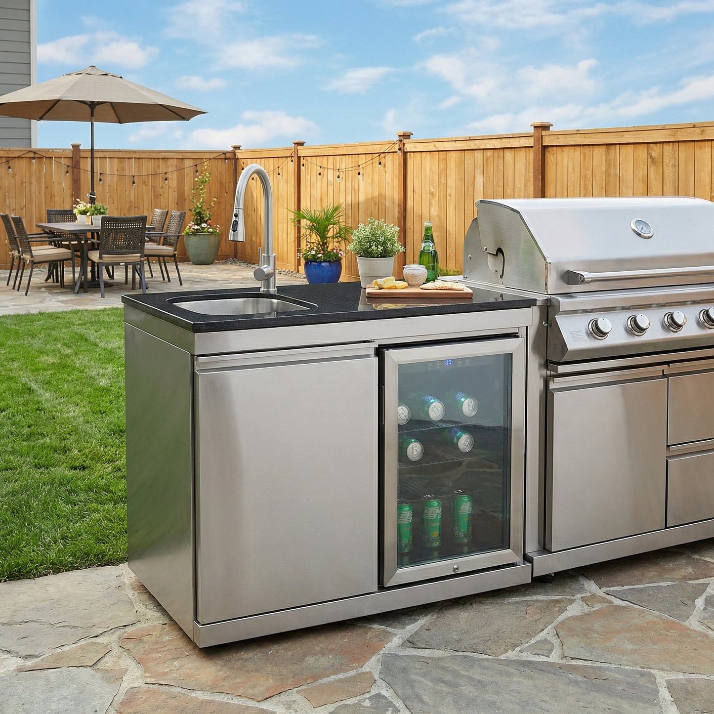 Sink and Fridge Combo for Outdoor Kitchen
