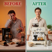 Espresso Machine with Grinder, 20 Bar Espresso Machine with Milk Frother Steam Wand, Espresso Machines for Home, Expresso Coffee Machines Professional, Cappuccino Latte Machine — Before & After