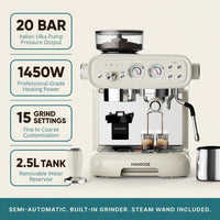 Espresso Machine with Grinder, 20 Bar Espresso Machine with Milk Frother Steam Wand, Espresso Machines for Home, Expresso Coffee Machines Professional, Cappuccino Latte Machine — Results & Stats