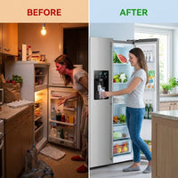 French Door Refrigerator with Side Freezer, Nugget and Cube Ice Maker, Adjustable Thermostat, 20 Cu. Ft., Stainless Steel — Before & After