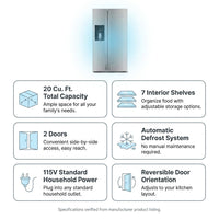French Door Refrigerator with Side Freezer, Nugget and Cube Ice Maker, Adjustable Thermostat, 20 Cu. Ft., Stainless Steel — Results & Stats