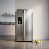 French Door Refrigerator with Side Freezer, Nugget and Cube Ice Maker, Adjustable Thermostat, 20 Cu. Ft., Stainless Steel — Studio Shot