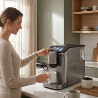 Fully Automatic Espresso Machine Cappuccino Latte Machine 6 Cups Silver Color Espresso Machine with 20 Bar Super — Lifestyle
