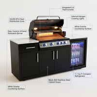 Outdoor Kitchen Island Built to Transform Backyard Cooking, Black Stainless Steel, Compact Refrigerator, Gas Grill — How It Works
