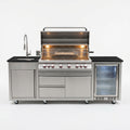 Outdoor Kitchen Island Built to Complete Your Patio, 6 Burner Gas Grill, Wine Cooler, 304 Stainless Steel