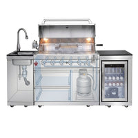 Outdoor Kitchen Island with Built in Grill, 6 Burner 83500 BTU Stainless Steel Gas Barbecue Island, Patio Cooking Station with Sink & Wine Cooler, Built in Grill Island for Backyard (Silver) — How It Works