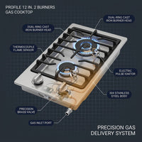 Profile 12 In. 2 Burners Recessed Gas Cook Top in Stainless Steel with Melt-Proof Metal Knobs — How It Works
