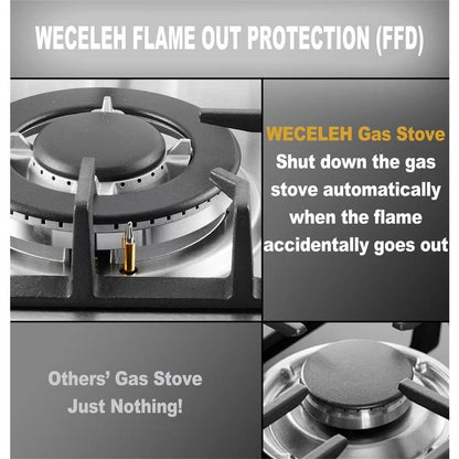 30 In. Built-In Gas Cooktop in Stainless Steel with 5 Burners, LPG/NG Dual Fuel