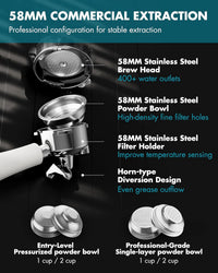 Espresso Machine with Grinder, 20 Bar Espresso Machine with Milk Frother Steam Wand, Espresso Machines for Home, Expresso Coffee Machines Professional, Cappuccino Latte Machine