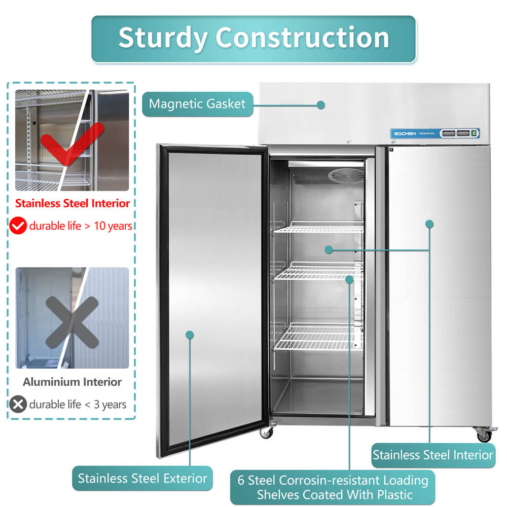 EQCHEN 2 Door 48 Inch Wide Refrigerator Freezer Combo
