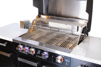 Premium 70"W Black Stainless Steel Outdoor Kitchen Island BBQ Gas Grill with Compact Refrigerator & Rotisserie Burner + Dual Sided Griddle Plate + Charcoal Tray + Natural Gas Conversion Kit