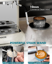 Espresso Machine with Grinder, 20 Bar Espresso Machine with Milk Frother Steam Wand, Espresso Machines for Home, Expresso Coffee Machines Professional, Cappuccino Latte Machine